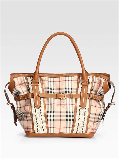 burberry brown leather classic shopping tote bag|burberry tote bags for women.